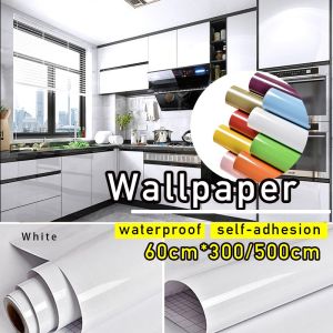 60 ซม.x 3 ม.วอลเปเปอร์ผนัง วอลเปอรติดผนัง วอเปเปอร์ผนังห้องครัว DIY สติกเกอร์กันน้ำพีวีซีสำหรับห้องนอน