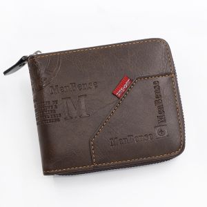 1pc Mens New PU Leather Short Wallet Multi Functional Purse With Multi Card Position Large Capacity