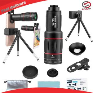 【Alloet】 18/36/64X Telephoto Phone Lens with Phone Clip Zoom Cellphone Camera Lens with Tripod Universal External Zoom Camera Lens for Android & iPhone