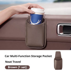 [ACEKOGO]Leather Car Door Cup Holder Adhesive Storage Pocket Organizer Universal Auto Interior Accessories