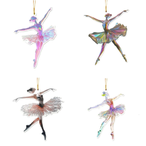 5pcs Ballet Girl Hangings 2D Decorative Wall Ornament for Dance Studios Acrylic Pendants Christmas Tree Decoration