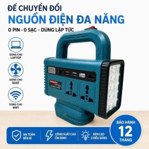 THÂN Đế Chuyển Nguồn Điện Dùng Chân Phổ Thông 4cm Chuyển 21v Lên 220v Tích Hợp Đèn Led Đa Dạng Ổ Cắm Cổng Usb Tiện Lợi Cho G ia đình khi mât điện.