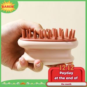 BAREN แปรงซิลิโคนสำหรับนวดหนังศีรษะแปรงขัดเส้นผมหวีอาบน้ำแปรงนวดผมทำจากซิลิโคน