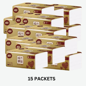 15PACKS / WOOD PULP SOFT FACIAL TISSUE PAPER 4PLY / FACIAL TISSUE FOR SCHOOL HOME OFFICE (280PCS/PACK)