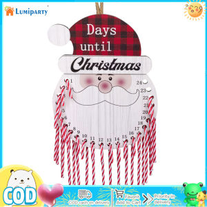 LumiParty 【In stock】 Christmas Countdown Calendar With 24 Cane Candy Santa Shape 24 Days Until Xmas Wall Calendar For Front Door Decorations