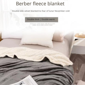 Lambs wool double layer blanket Flannel thickened warm summer lambs wool blanket