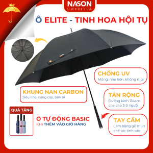 Ô thẳng cao cấp lịch lãm Elite Nason tay cầm gỗ sang trọng vải siêu chống thấm vượt trội chống nắng chống gió