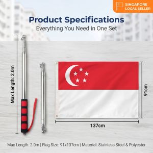 ✨Local Ready Stock✨100PCS Singapore Handheld Flag14×21cm Singapore Waving Flag with Pole National Day Festival Decoration Student Activism Travel Guide Supplies