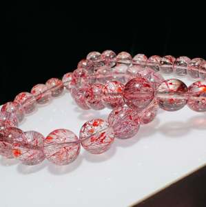 (เซตคู่รัก) สร้อยข้อมืออินเทรนด์ กำไลข้อมือคริสตัลสตรอเบอร์รี่ ไมก้าแฮร์ ใส่ได้ทั้งผู้ชายและผู้หญิง