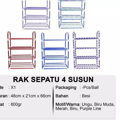 Living Dream / Rak Sepatu Sandal 4 Susun Almunium DIY Portable