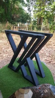 MPT2Wood-Steel ขาโต๊ะเหล็ก DIY ขาโต๊ะทำงาน MPT-75 ทรง X3D-Model สีดำด้าน 1คู่(2ชิ้น) ขาโต๊ะสำเร็จรูป ขาโต๊ะสไตล์ลอฟท์ Loft โต๊ะทำงาน โต๊ะอาหาร โต๊ะวางของ