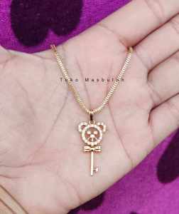 Kalung Milano Kaca Dan Liontin Motif Kunci Lucu Perhiasan Emas Kalung Wanita Dewasa