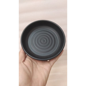 Dĩa tròn gân sâu nhựa melamine nhám đen đựng đồ chua kim chi Size 13.9 x 3.3 cm (DGS 06N)