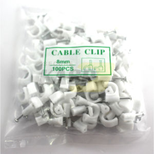 Round And Flat White Cable Clip 5mm-14mm Pvc Clamp For Wall FloorThe Wire Layout Of The Desktop (100pcs/Per Pack)