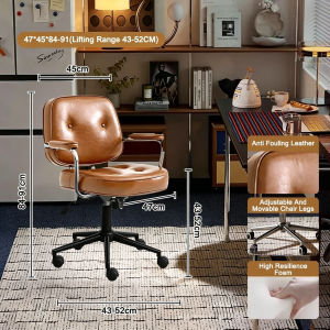EURAKE Luxury Leather Chair Non Sag Seat Chair 360 Degree Rotating Chair One Hand Lift Desk Chair