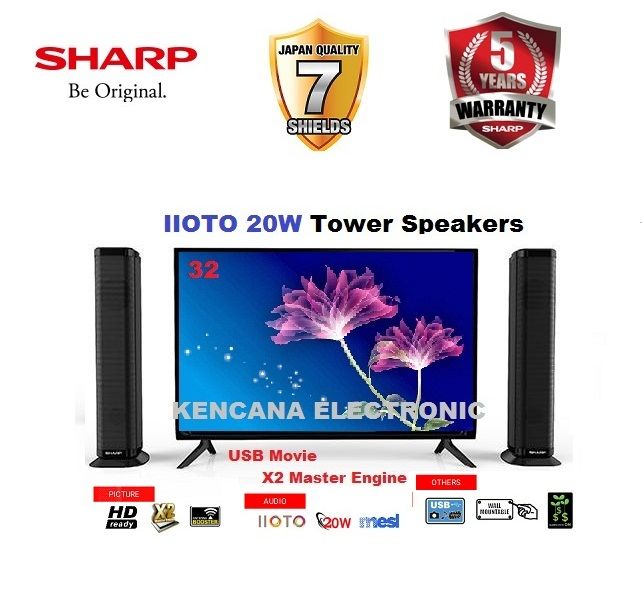 SHARP 2T-C32BB1I LED TV 32 inch PLUS TOWER SPEAKER X2 MASTER