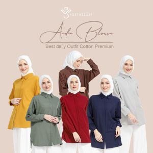 Kemeja Munna Blouse Motif Floral Rayon Premium Jumbo LD 120 Lengan Panjang 3/4 Terlaris 2024