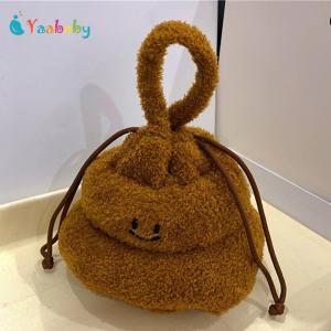 Women Poo Shoulder Bag Funny Plush Drawstring HandBag Soft Drawstring Closure Versatile Prom Party Outdoor