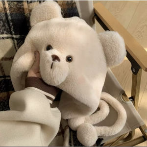 QM333 หมวกไหมพรม กันหนาว ลายน่ารัก สไตล์เกาหลี ลายหมี