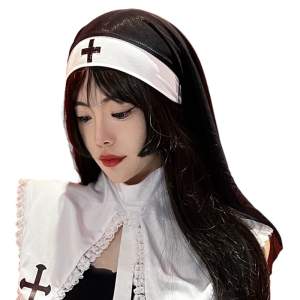 Nun Habits Hat Black and White Religious Cosplay Headwear Cosplay Halloween Costume Headpiece Nun Headband Caps