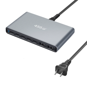 455W Highly speed Gans Technology Chargers Thin Profile Intelligent Power Distribution 5USB C Port PD100/65W QC30W