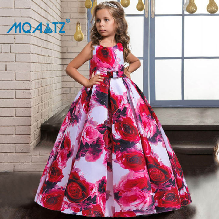 MQATZ Teenage Girls Dress A-Line Print Princess Dress Birthday Wedding  Evening Kids Children Clothing 4-14 Years LP-237 Lazada PH