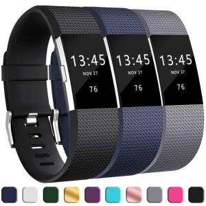 3 Pack Straps for Fitbit Charge 2 Women Men Adjustable Replacement Classic Wristbands Replacement Bands for Fitbit Charge 2 Large Small