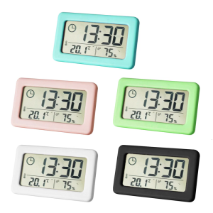 Contemporarys Thin Clock with Temperature and Humiditys Measurement for Living Space