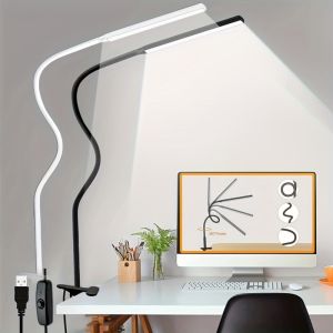 GRACE Flexible LED Clip-on Desk Lamp 360°Folding With Clamp Reading Light Portable USB Powered LED Table Lamp Eye-Caring