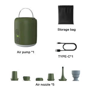 Electric Air Pump Ultralight Portable Wireless Air Compressor Inflator/Deflator Pumps with Camping Lantern for Air Cushion Beds