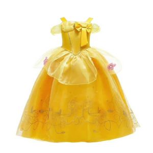 Girl Belle Dress Up Sleeveless Floral Children Party Princess Costume Kids Beauty and The Beast Halloween Carnival Outfit Clothe
