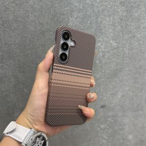 Business Sunset Carbon Fiber For Case for Samsung Galaxy S25 Ultra S24 Plus Wireless Charging PC Lanyard Chain Cover