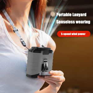 10000mAh Multifunctional Portable Waist Clip Fan Hanging Neck Fan 5 Speed Adjustable Low Noise Strong Wind with Powerbank and LED Light Up to 40H Cooling Suitable for Outdoor Camping Trip