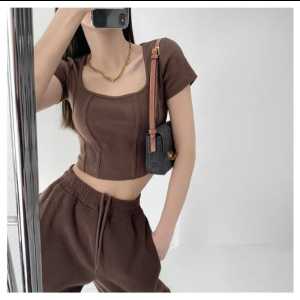 Lucia Crop Top Short Sleeve Kaos Crop Top Lengan Pendek