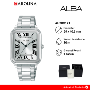 Jam Tangan Wanita Alba AH7DX1X1 Tank Silver Dial Stainless Steel Strap