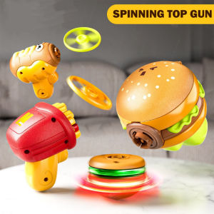 Spinning Top Flying Disc with LED Lights Glowing Burger Fries Hotdog Food Toys for Kids