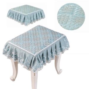 FUNG Lace Edge Makeup Stool Cover Floral Pattern Thick Floral Stool Cushion Cover Removable Full-Coverage Elastic Stool Slipcover Home Use