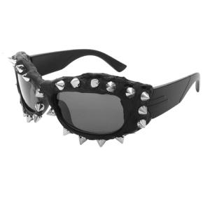 Unique Sporty Sunglasses Trendsetters for Vacation Dress Rivets Frame Rock Shades Rivets Frame for Women and Teens