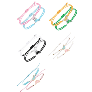 Set Of 2 Adjustable Childrens Friendship Bracelets Handmade Braided Rope Handchain for Girlfriends Special Gifts