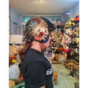 Nón bảo hiểm 3/4 kính âm M139 tem Apache đen chính hãng