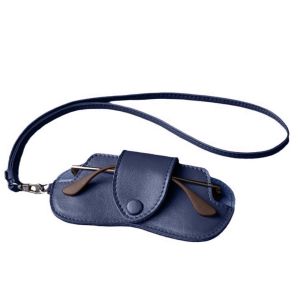 YUNAFIN Solid Color Sunglasses Storage Bag with Lanyard PU Leather Sunglasses Pouch Creative Gift Durable SunGlasses Holder Eyewear Accessories