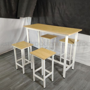 Vedourstyle 4 Feet Island Table Set Meja Makan with Melamine Wood 1+4 Modern Bar Dining cafe