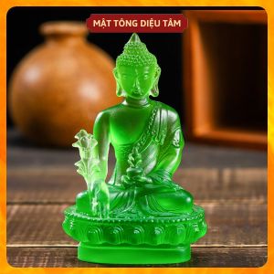 Phật Dược Sư Tượng lưu ly Màu Xanh Lá Cao 12cm tượng phật mật tông đồ thờ cúng