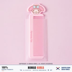 Sanrio My Melody Lược mini dạng thanh răng dày màu hồng kèm túi trong suốt tiện mang theo