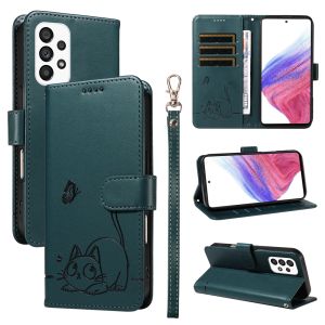New Phone Case For Samsung Galaxy A21S A03 A31 A51 A71 A81 A91 Note 10 Lite S10 Lite Lucky Cat Magnetic Leather Wallet Card Slot Flip Cover Casing