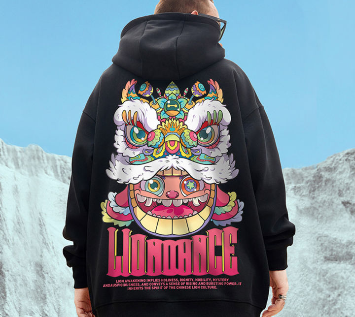 Sweater Hoodie LION DANCE V2 Jumper Pria Wanita Bahan Fleece Tebal Ukuran S M L XL XXL XXXL