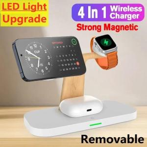 new 4 In 1 Magnetic Wireless Charger Stand for iPhone 16 15 14 13 Pro Max Apple Watch 1-9 AirPods Fast Charging Station Phone Holder Free Shipping