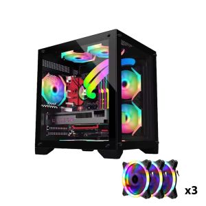 Mini MATX ITX Double-side tempered glass transparent view Gaming PC Casing