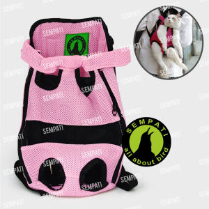 SEMPATI Gendongan Kucing Anjing Depan Murah Premium / Tas Gendong Kucing Murah / Pet Travel Tas Gendongan Kucing Cat Bag Front Back Pack Motif Polos Sempati TSBLK