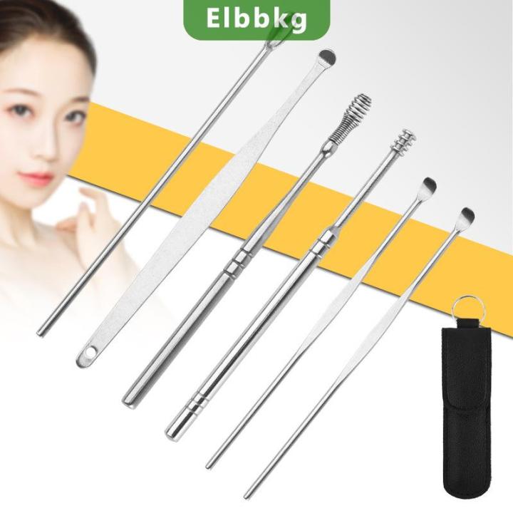 Elbbkg 6PCS Set Ear Wax Pickers Earpick Wax Remover Spoon Ear Curette ...